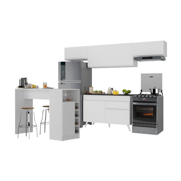 Armário de Cozinha Modulado com Bancada Veneza Multimóveis MP2212 Branco