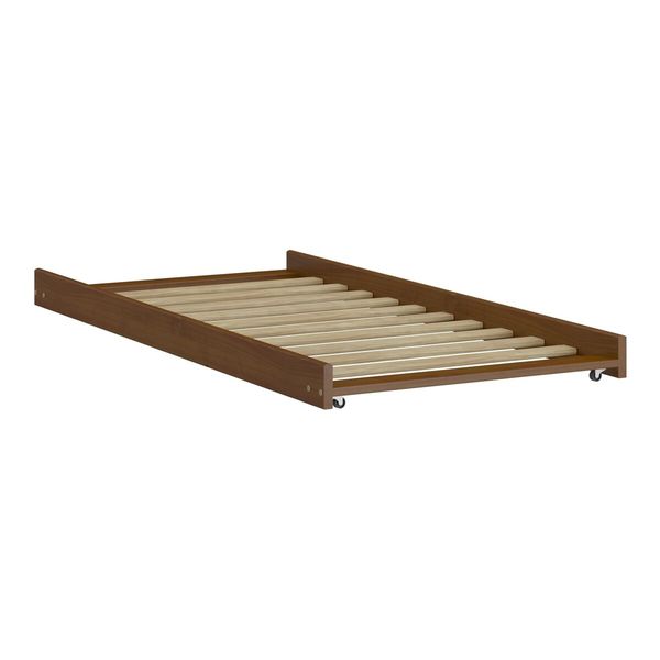 Cama Auxiliar de Solteiro Madeira Maciça para Colchão 88 x 188 cm com Rodízios Multimóveis CR35208 Castanho