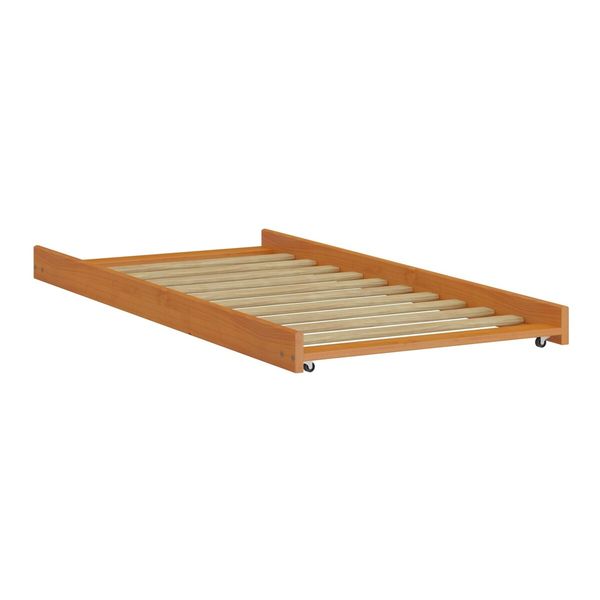 Cama Auxiliar de Solteiro Madeira Maciça para Colchão 88 x 188 cm com Rodízios Multimóveis CR35208 Mel