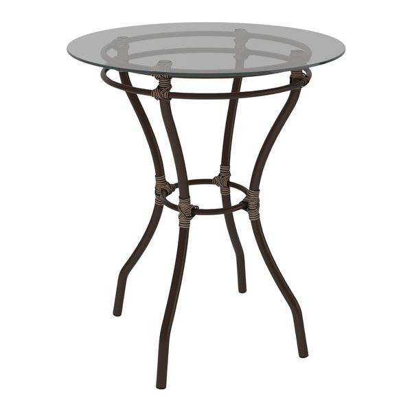 Mesa de Jardim/Área de Lazer 60cm Vidro e Aço com Junco Sintético Multimóveis CR8005 Café Mesclado