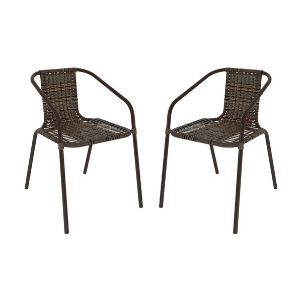Kit 2 Cadeiras de Jardim Junco Sintético Multimóveis CR8006 Café Mesclado