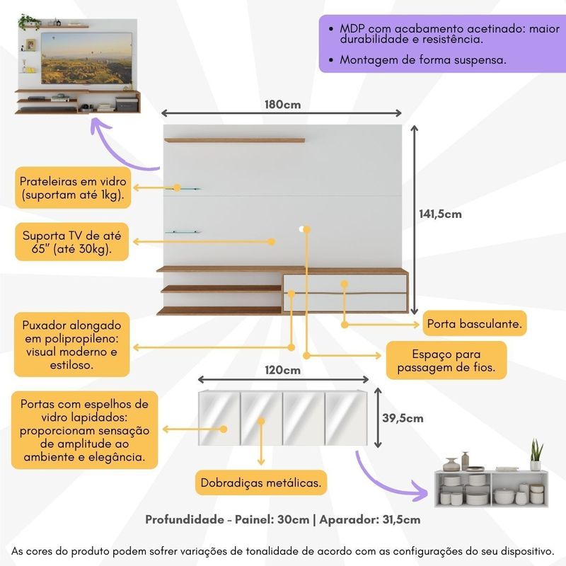 painel-para-tv-ate-65-polegadas-com-aparador-4-portas-com-espelho-multimoveis-mp1088-rustic-branco
