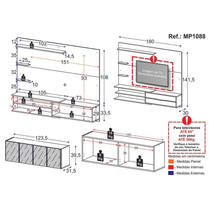 painel-para-tv-ate-65-polegadas-com-aparador-4-portas-com-espelho-multimoveis-mp1088-rustic-branco