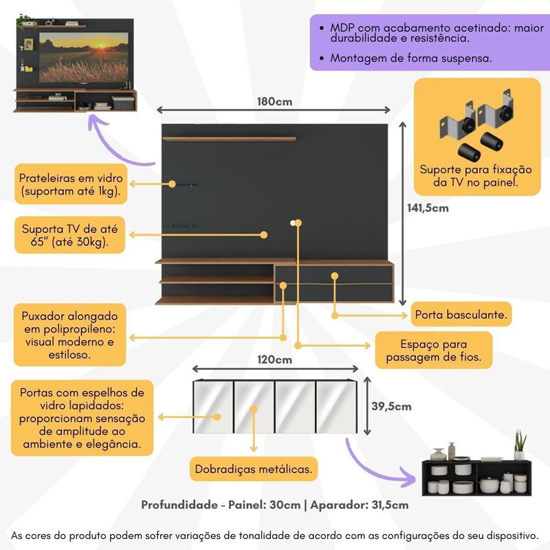 painel-com-suporte-para-tv-ate-65-polegadas-com-aparador-4-portas-com-espelho-multimoveis-mp1089-rustic-preto