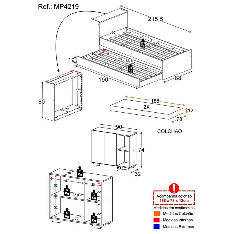 conjunto-quarto-bicama-com-colchao-e-bau-balcao-2-portas-multimoveis-mp4219-branco