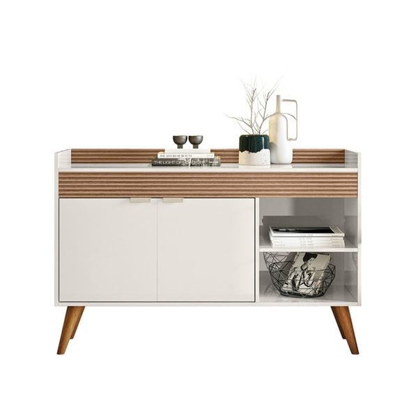 Aparador Buffet 2 Portas 120cm com Pés Retrô Multimóveis CR50074 Off White Cristal/Cortem