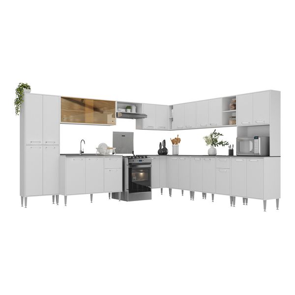 Armário de Cozinha Completa Modulada 11 Pçs Siena Multimóveis MP2241 Branco