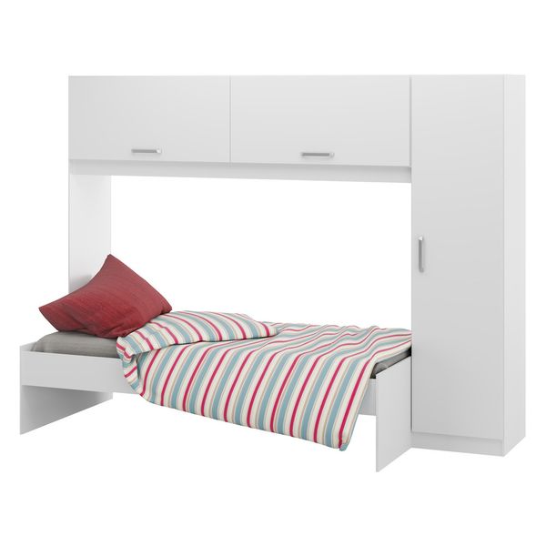 Cama Solteiro com Guarda-Roupa/Roupeiro para colchão 88 x 188 cm Multimóveis 2650 Branco