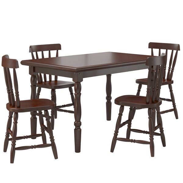 Conjunto Mesa de Jantar 125cm com 4 Cadeiras Multimóveis CR50083 Castanho