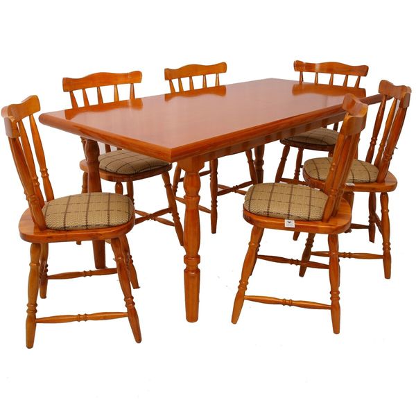 Conjunto Mesa de Jantar 160cm com 6 Cadeiras Estofadas Multimóveis CR50086 Mel