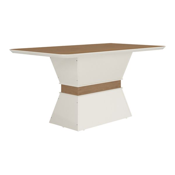 Mesa de Jantar 160 cm Oslo Multimóveis EX2003 Off White/Madeirada