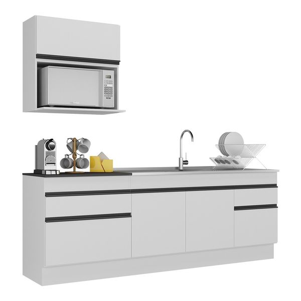 Armário de Cozinha Compacta com Rodapé Veneza Multimóveis MP2110.964 Branco/Preto