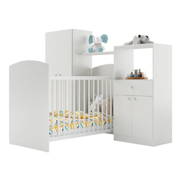 Quarto Infantil Completo com Berço e Armários Gominha Multimóveis BB2869 Branco