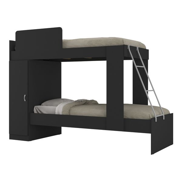 Beliche com Armário 1 Porta para Colchão 78x188cm Cocada Multimóveis BB4008 Preto