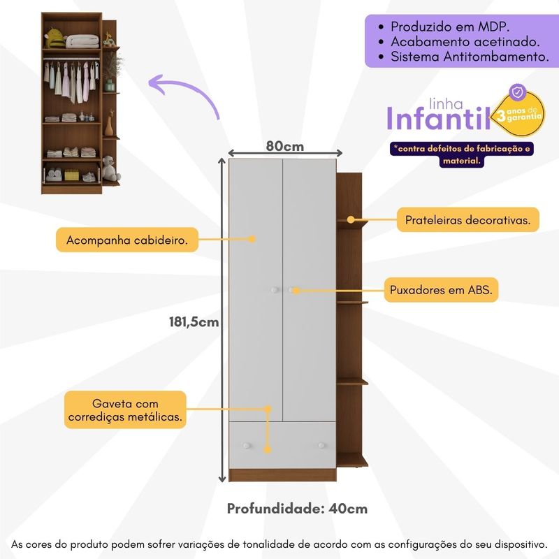 guarda-roupas-infantil-2-portas-e-1-gaveta-doce-de-leite-multimoveis-mp4236-madeirado-branco