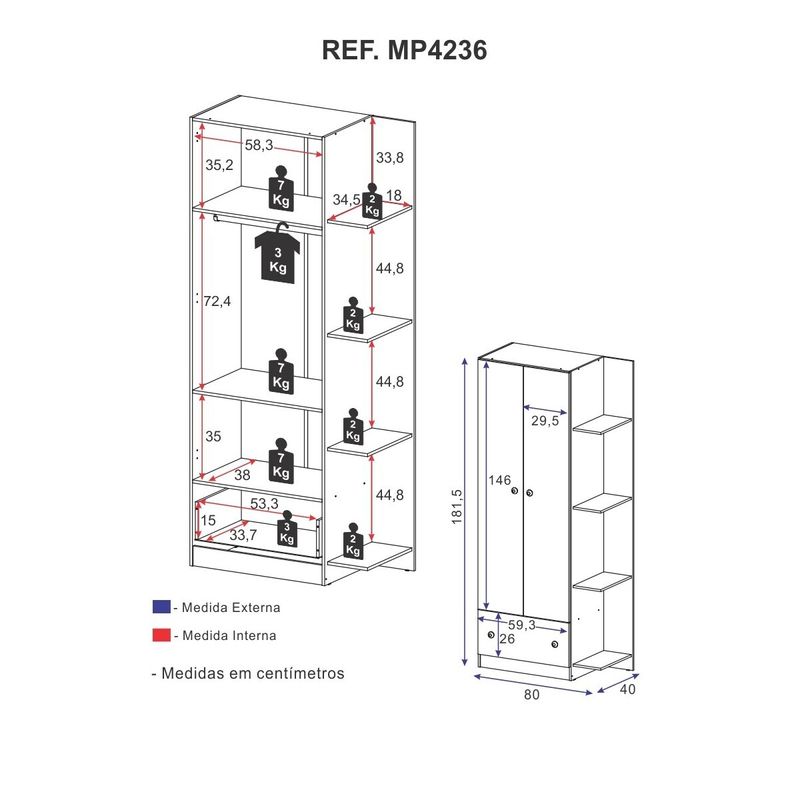 guarda-roupas-infantil-2-portas-e-1-gaveta-doce-de-leite-multimoveis-mp4236-madeirado-branco