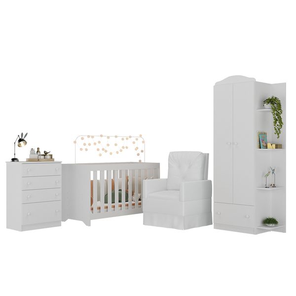 Quarto Completo com Colchão e Poltrona de Amamentação João e Maria Multimóveis MP4098 Branco