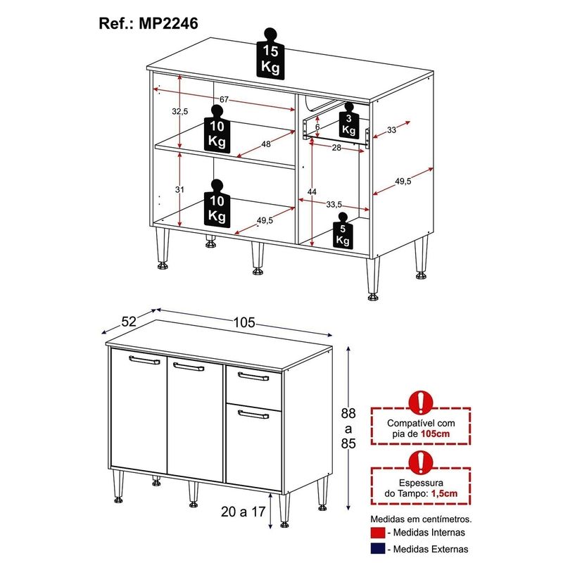 balcao-de-cozinha-gabinete-pia-105cm-3-portas-1-gaveta-xangai-multimoveis-mp2246-branco
