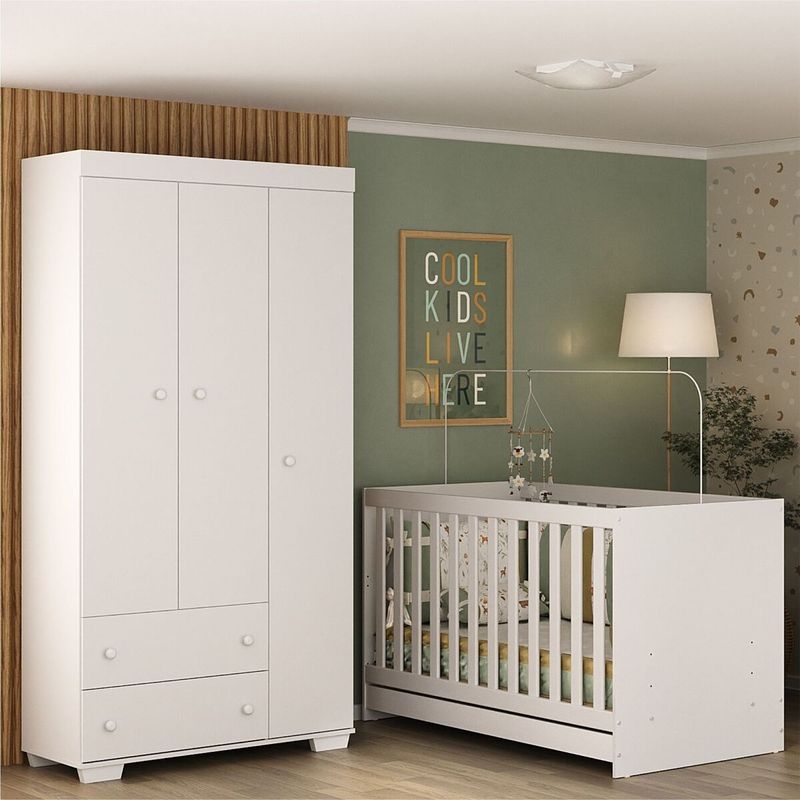 quarto-infantil-com-berco-3-em-1-e-guarda-roupas-algodao-doce-multimoveis-mp4247-branco