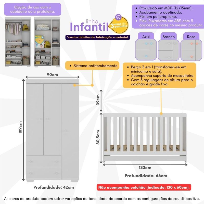 quarto-infantil-com-berco-3-em-1-e-guarda-roupas-algodao-doce-multimoveis-mp4247-branco