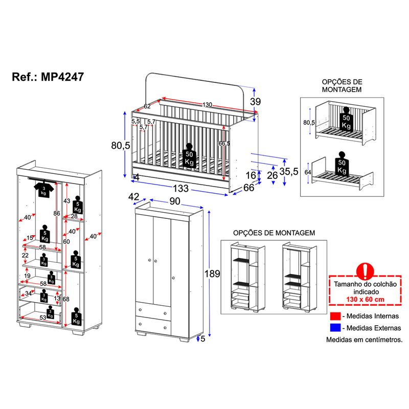 quarto-infantil-com-berco-3-em-1-e-guarda-roupas-algodao-doce-multimoveis-mp4247-branco-rosa