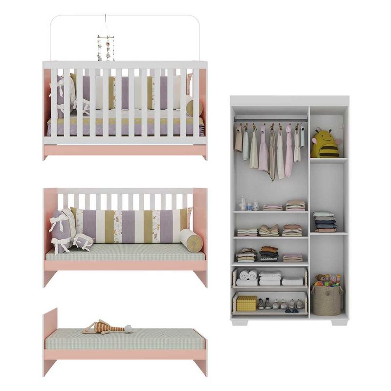 quarto-infantil-com-berco-3-em-1-e-guarda-roupas-algodao-doce-multimoveis-mp4247-branco-rosa