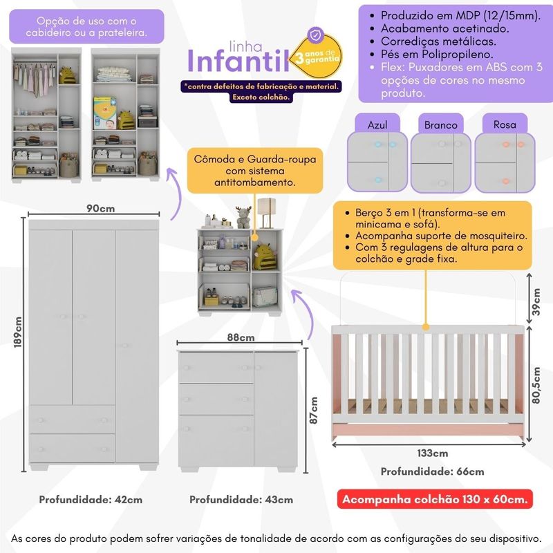 quarto-infantil-completo-com-colchao-incluso-algodao-doce-multimoveis-mp4253-branco-rosa