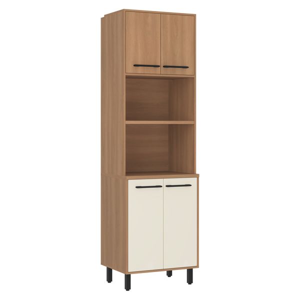 Paneleiro Torre Quente 65cm para Forno e Micro-ondas 4 Portas Havana Multimóveis CR20311 Rovere/Champanhe