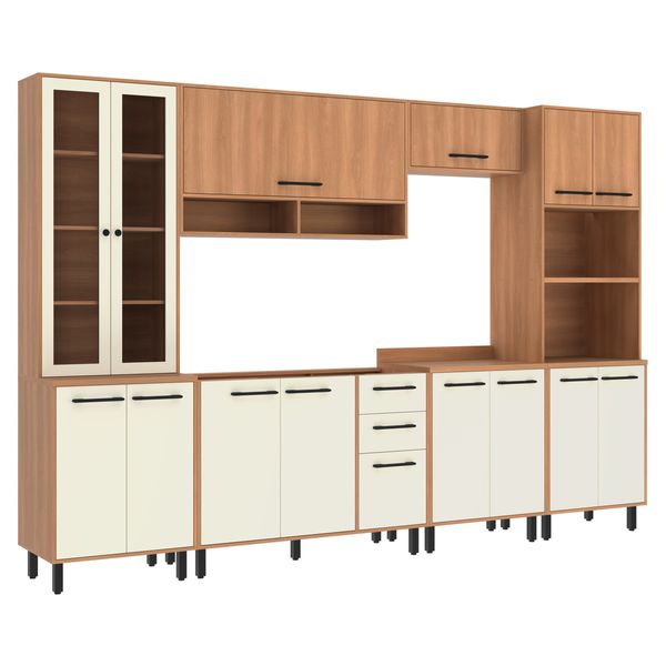 Cozinha Completa Modulada 6 Peças com Gabinete para Pia Havana Multimóveis CR20319 Rovere/Champanhe