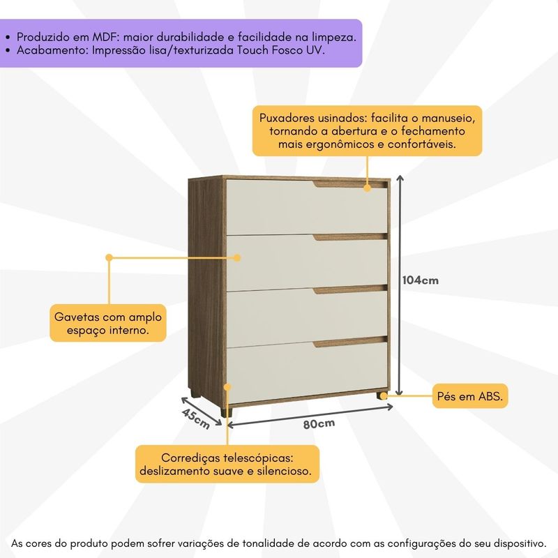 comoda-80cm-com-4-gavetas-multimoveis-cr35243-mel-champanhe