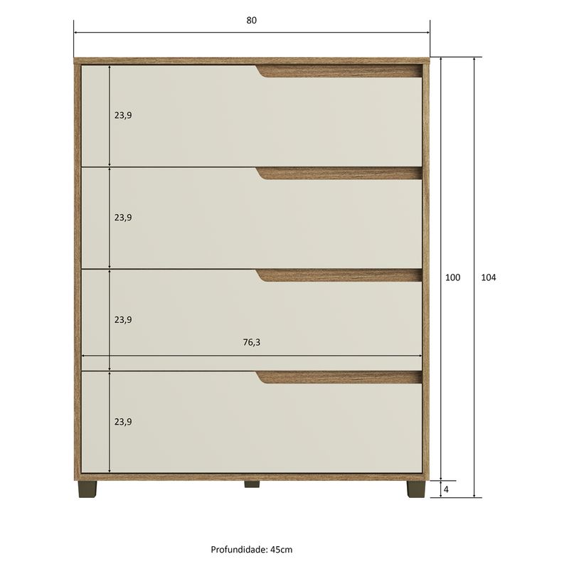 comoda-80cm-com-4-gavetas-multimoveis-cr35243-mel-champanhe