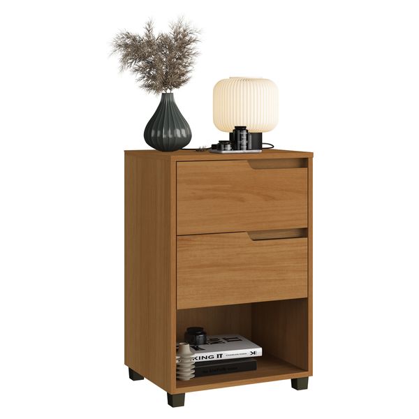 Mesa de Cabeceira 45cm com 2 Gavetas Multimóveis CR35244 Nature