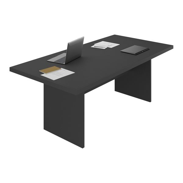 Mesa de Escritório 200cm para Reunião com Tampo 30mm Multimóveis CR25281 Preto