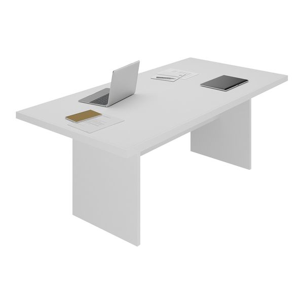 Mesa de Escritório 200cm para Reunião com Tampo 30mm Multimóveis CR25281 Branco