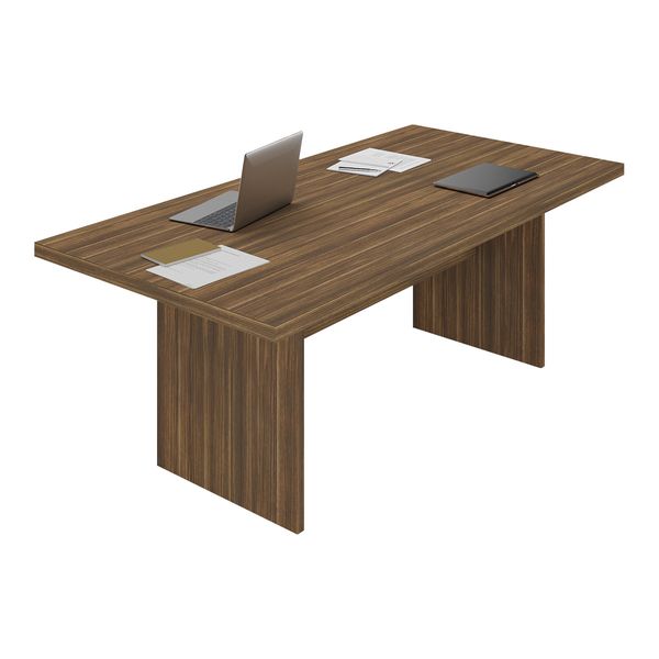 Mesa de Escritório 200cm para Reunião com Tampo 30mm Multimóveis CR25281 Nogal