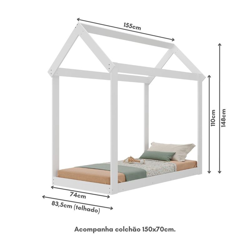 cama-montessoriana-Infantil-bambole-com-colchao-Incluso-multimoveis-ex4011-branco