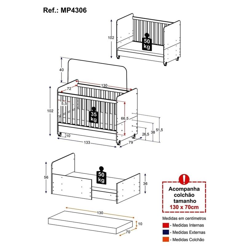 berco-americano-3-em-1-com-colchao-incluso-e-rodizios-bambino-multimoveis-mp4306-branco