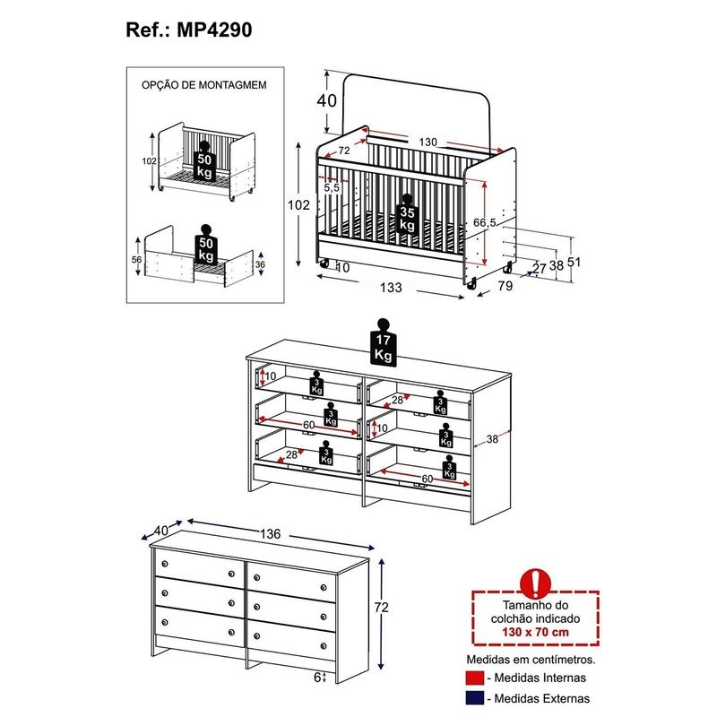 berco-3-em-1-para-colchao-130x70cm-com-rodizios-e-comoda-chantilly-multimoveis-mp4290-branco