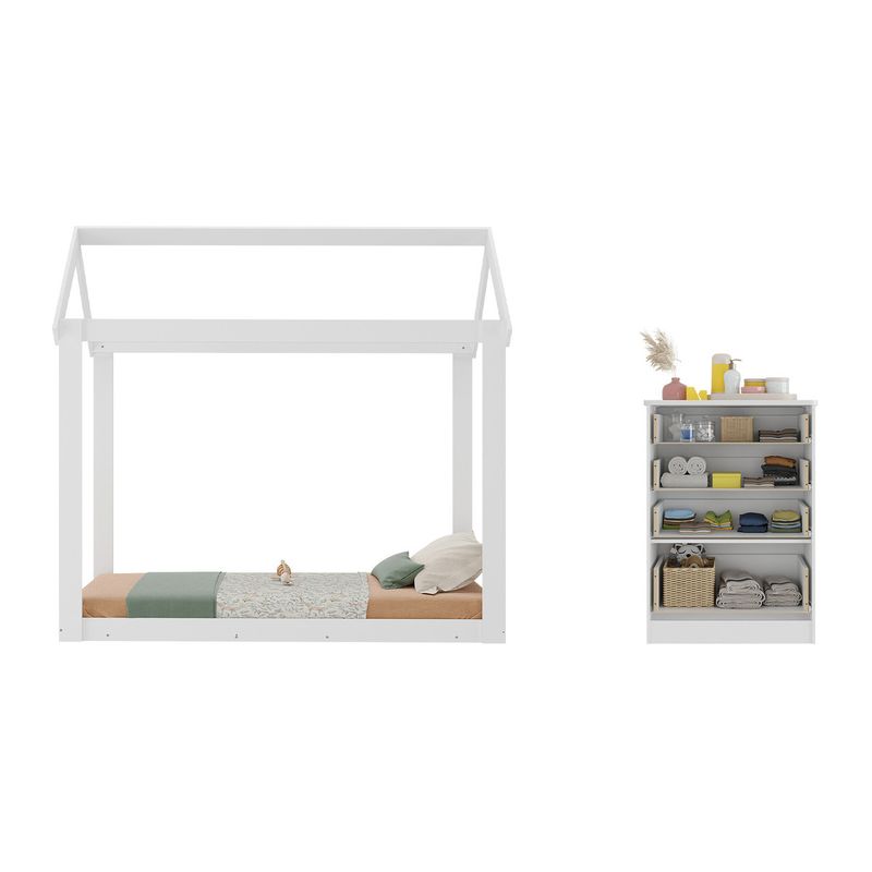 quarto-infantil-com-cama-montessoriana-e-comoda-flex-joao-e-maria-multimoveis-mx4273-branco