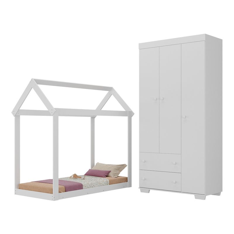 quarto-infantil-com-cama-montessoriana-e-guarda-roupas-algodao-doce-multimoveis-mx4275-branco