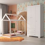 quarto-infantil-com-cama-montessoriana-e-guarda-roupas-algodao-doce-multimoveis-mx4275-branco