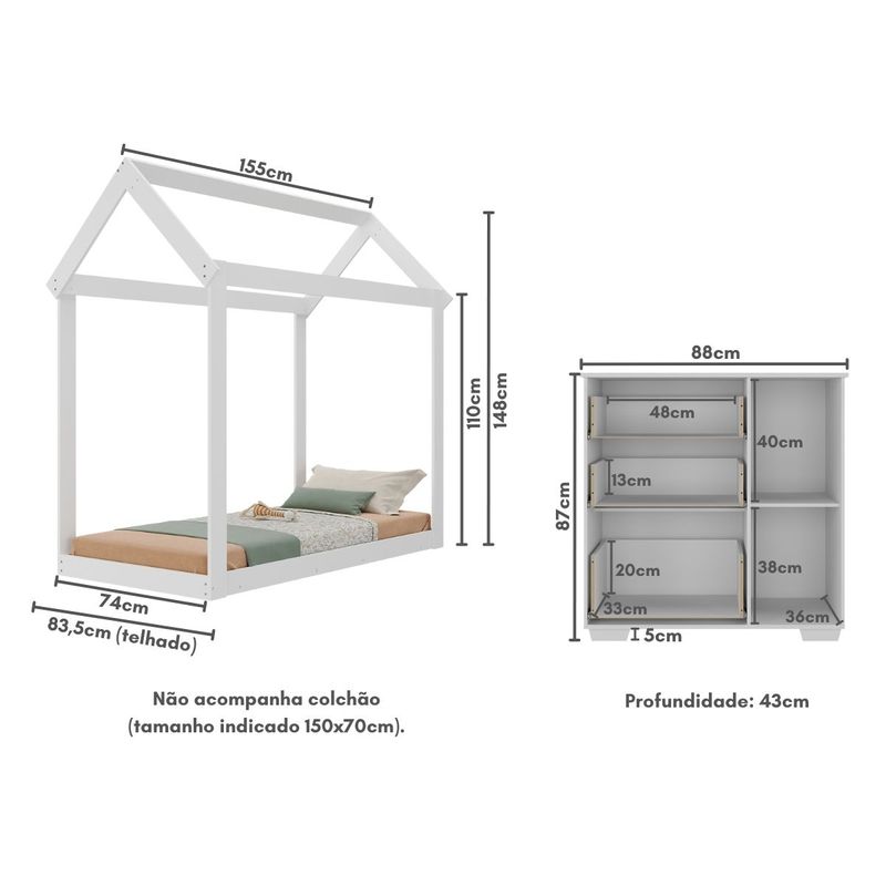 quarto-infantil-com-cama-montessoriana-e-comoda-flex-algodao-doce-multimoveis-mx4277-branco