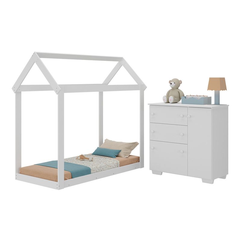 quarto-infantil-cama-montessoriana-colchao-comoda-flex-algodao-doce-multimoveis-mx4278-branco