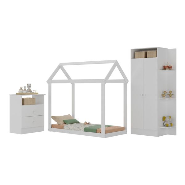 Quarto Infantil com Cama Montessoriana Encanto Multimóveis MX4283 Branco