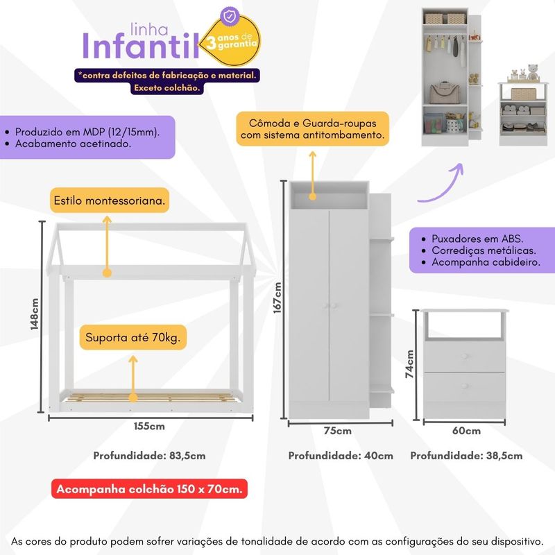 quarto-infantil-com-cama-montessoriana-e-colchao-incluso-encanto-multimoveis-mx4284-branco