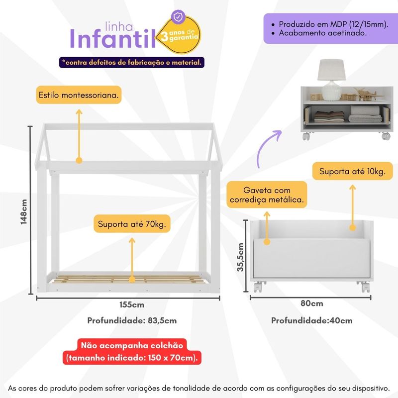 cama-infantil-montessoriana-para-colchao-150x70cm-com-mesa-de-cabeceira-bambole-multimoveis-mx4285-branco