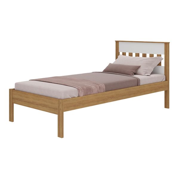 Cama de Solteiro para Colchão 88 x 188 cm Multimóveis CR35253 Amêndoa/Branco