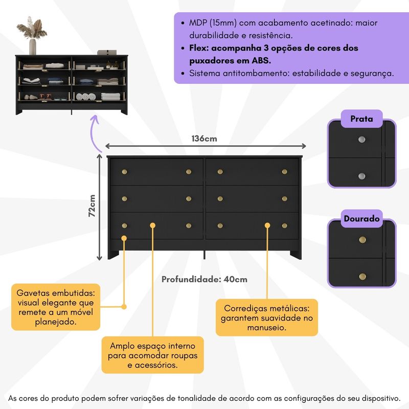 comoda-136cm-com-6-gavetas-flex-multimoveis-mp4275-preto