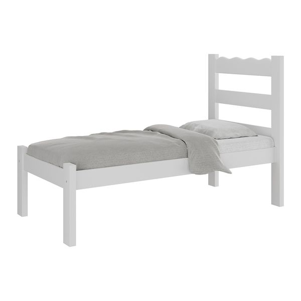 Cama de Solteiro Madeira Maciça para Colchão 78/88x188cm Multimóveis CR35254 Branco