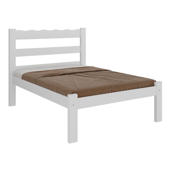 Cama de Casal Madeira Maciça para Colchão 128/138x188cm Multimóveis CR35255 Branco